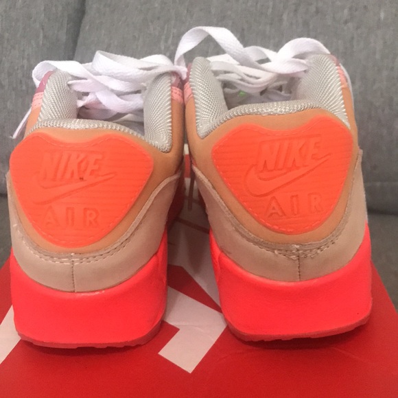 Nike Air Max 90 Bright Crimson Pure Platinum Sneakers CT3449 600 - Picture 6 of 12